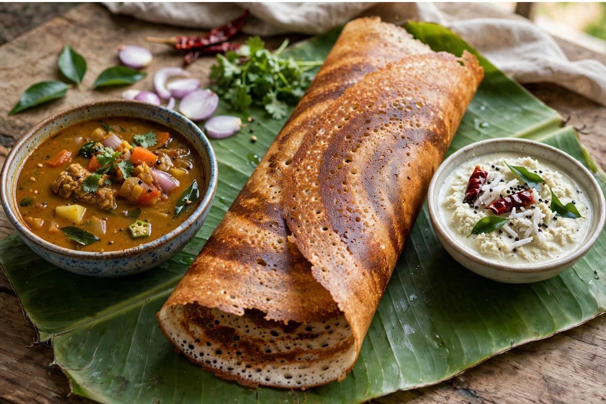 Ragi Dosa with Sambar