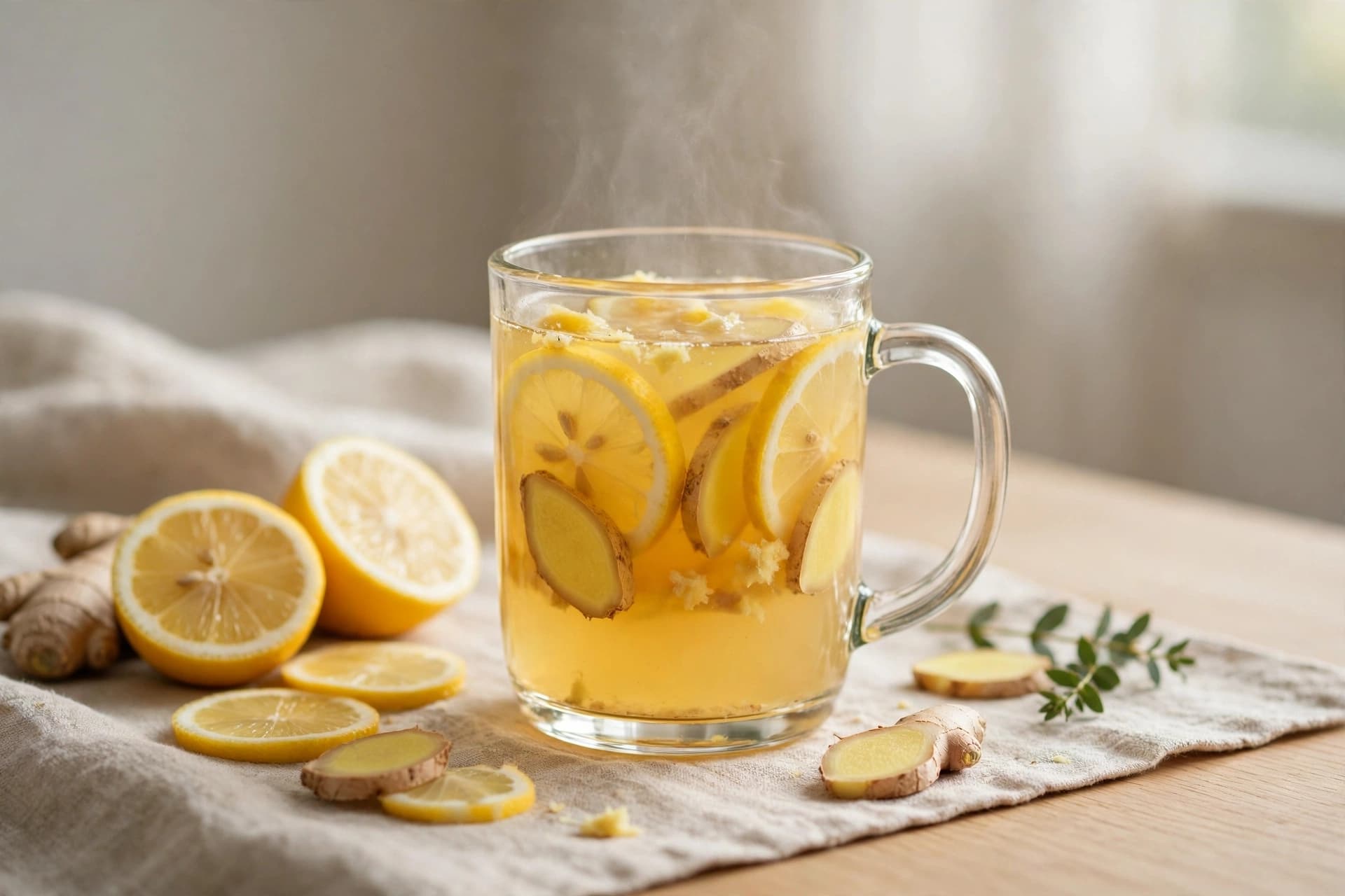 Warm lemon ginger tonic