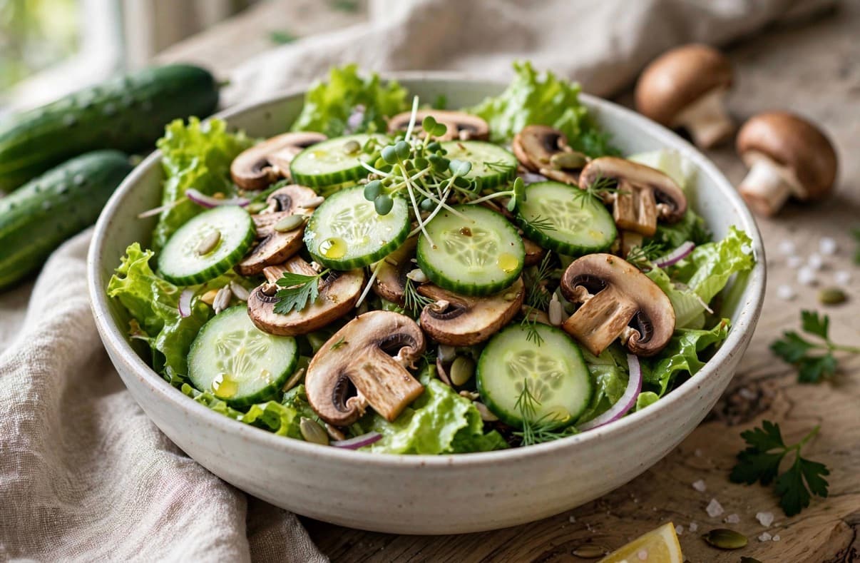 CUCUMBER MUSHROOM LETTUCE SALAD